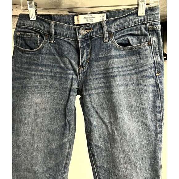 Abercrombie & Fitch Blue Denim Low Rise Bootcut Jeans 2S Stretch 5 Pockets 26x30 - Picture 4 of 7